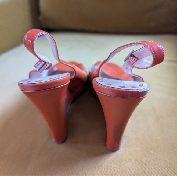 Orange Peep-Toe Slingback Heels - Picture 4 of 5